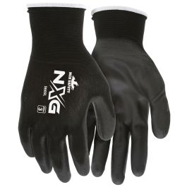 Gray Nylon Safety Work Gloves With PU Polyurethane Coating Medium/Lg/XL 1 Pair 