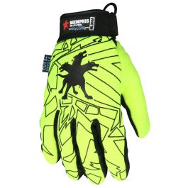 Pair Lime Hook and Loop Closure Hi-Vis Split Deerskin Multi-task Glove 
