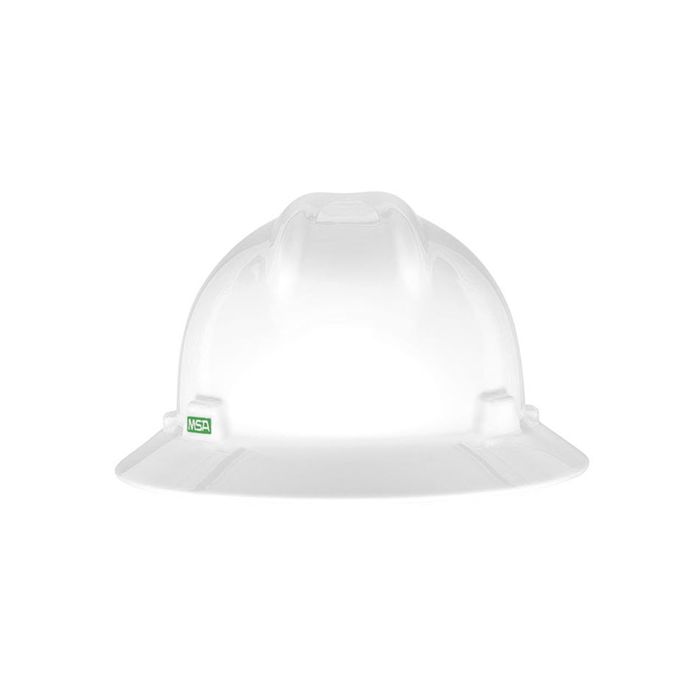 MSA 475369 White V-Gard Slotted Full Brim Hard Hat w Fas-Trac III Susp
