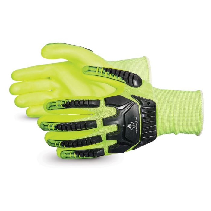 Superior S13YFNVB Dexterity Hi Viz Nitrile Coated Impact Glove