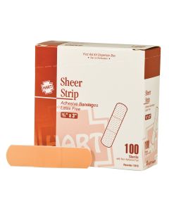 Hart Health 1010 Sheer Strip, HART, adhesive bandages, 3/4" x 3", 100 per box