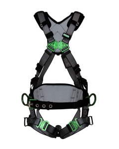 MSA 10195134 V-FIT Construction Harness, Standard, Back & Hip D-Rings, Quick-Connect Leg Straps, Shoulder Padding