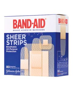 Hart Health 1036 Band-Aid Sheer Strips, assorted adhesive bandages, J&J, 80 per box