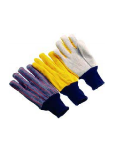 Seattle Glove 1074 Yellow canvas back Gloves, lined palm, blue knit wrist, ladies (Sold by the dozen)