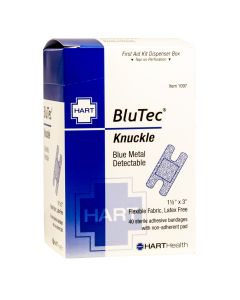 Hart Health 1097 BLUTEC 1-1/2" x 3" Knuckle, blue, metal detectable, 40 per box