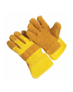 Seattle Glove 1251 Yellow back Select Shoulder Leather Palm Gloves, 4.5” rubberized cuff, lined palm (Sold by the dozen)