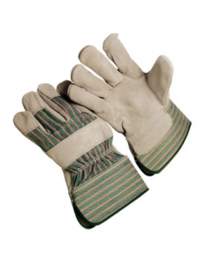 Seattle Glove 1260 Stripe fabric back Select Shoulder Leather Palm Gloves, 2.5” rubberized cuff, lined palm (Sold by the dozen)