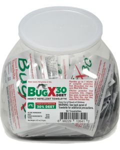 Coretex 12641 Bug X Insect Repellent 30% DEET Towelette Foil Pack Single Dose - Fish Bowl Dispenser