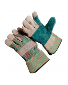 Seattle Glove 1270P Regular grade double palm, stripe fabric back, 2.5” rubberized cuff, men’s (sold by the dozen)