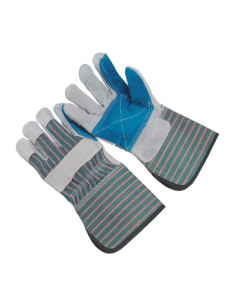 Seattle Glove 1270P Regular grade double palm, stripe fabric back, 2.5” rubberized cuff, men’s (sold by the dozen)