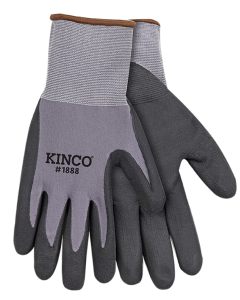 Kinco 1888 Gray Nylon-Spandex Knit Shell & Coolcoat Micro-Foam Nitrile Palm Gloves