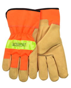 Kinco 1918 Hi-Vis Orange & Grain Pigskin Palm Glove with Safety Cuff