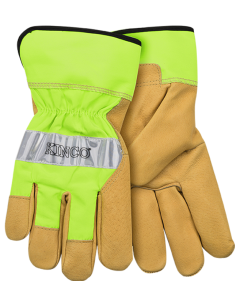 Kinco 1919 Hi-Vis Green & Grain Pigskin Palm Glove with Safety Cuff