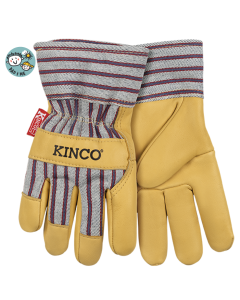 Kinco 1927-K Kids' 1927 Lined Grain Leather Palm Gloves with Safety Cuff