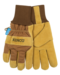 Kinco 1958KWP Hydroflector Lined Waterproof Suede Pigskin Palm Gloves with Knit Wrist