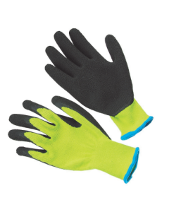 Seattle Glove 300BLP Black latex coated, fluorescent yellow string knit shell Gloves (Sold by the dozen)