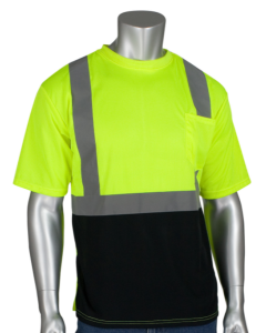 PIP  312-1250B ANSI Type R Class 2 Short Sleeve T-Shirt with 50+ UPF Sun Protection and Black Bottom Front