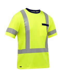 Bisley by PIP 313M1118X ANSI Type R Class 3 X-Back Short Sleeve Shirt Yellow Front