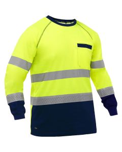 Bisley by PIP 313M6118T ANSI Type R Class 3 Long Sleeve Shirt with Navy Bottom Yellow