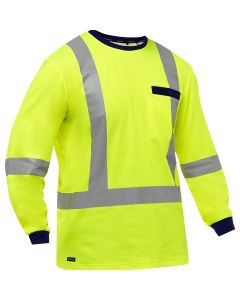 Bisley by PIP 313M6118X ANSI Type R Class 3 and CSA Z96 X-Back Long Sleeve Shirt Yellow Front