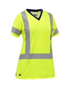 Bisley by PIP 313W1118H ANSI Type R Class 2 Women's Short Sleeve T-Shirt with Navy Bottom Yellow