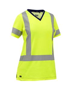 Bisley by PIP 313W1118X ANSI Type R Class 2 Women's X-Back Short Sleeve Shirt Yellow Front