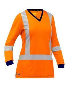Bisley by PIP 313W6118X ANSI Type R Class 3 and CSA Z96 X-Back Women's Long Sleeve Shirt Orange Front
