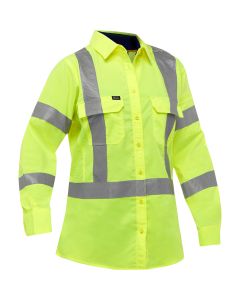 Bisley by PIP 313W6490X ANSI Type R Class 3 and CSA Z96 X-Back Women's Long Sleeve Work Shirt with X-Airflow Yellow Front