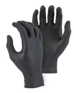 Majestic 3273BK Disposable Exam Grade Nitrile Glove, Powder-Free, Black