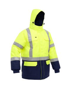 Bisley by PIP 343M6450X ANSI Type R Class 3 and CSA Z96 Class 2 X-Back Extreme Cold Jacket with Navy Bottom Yellow Front
