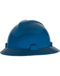 MSA 475368 Blue V-Gard Slotted Full Brim Hard Hat w Fas-Trac III Suspension