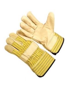 Seattle Glove 5210 Regular grade grain leather palm, stripe fabric back, 2.5” rubberized cuff Gloves (Sold by the dozen)