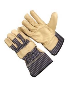 Seattle Glove 5220 Premium grain leather palm, stripe fabric back, 2.5" rubberized cuff Gloves (Sold by the dozen)