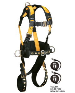 Falltech 7035 Journeyman Flex Steel 3D Construction Belted Full Body Harness, Tongue Buckle Leg Adjustment
