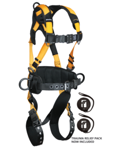 Falltech 7035B Journeyman Flex Aluminum 3D Construction Belted Full Body Harness, Tongue Buckle Leg Adjustment