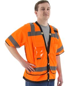 Majestic 75-3308 High Visibility Heavy Duty Mesh Vest, ANSI 3, R Hi-vis Orange