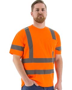 Majestic 75-5306 High Visibility Short Sleeve Shirt, ANSI 3, R, Hi-Vis Orange