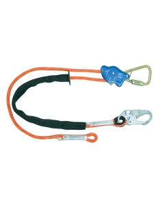 Falltech 8165B Tower Climber Rope Positioning Lanyard with Aluminum Adjuster with Steel Snap Hook and Carabiner