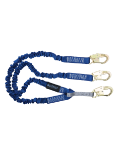 Falltech 8240Y 4½' to 6' ElasTech Energy Absorbing Lanyard, Double-leg with Steel Snap Hook