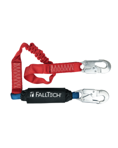 Falltech 8247EA 6' Ironman 12' free fall Elasticated Energy Absorbing Lanyard, Single-leg with Aluminum Snap Hooks