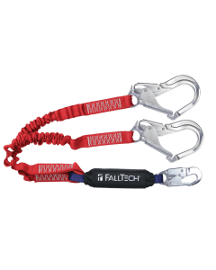 Falltech 8247EY3A 6' Ironman 12' free fall Elasticated Energy Absorbing Lanyard, Double-leg with Aluminum Connectors