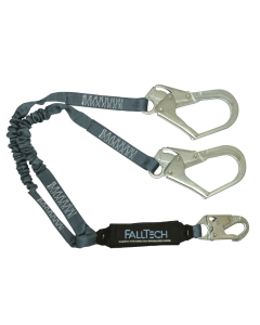Falltech 8256ELY3 4½' to 6' ViewPack Elastic Energy Absorbing Lanyard, Double-leg with Steel Connectors