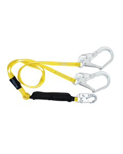 Falltech 8256LTY3 6' Soft Pack FT Basic Energy Absorbing Lanyard, Double-leg with Steel Connectors