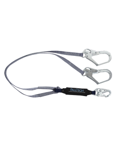 Falltech 826073 6' ViewPack Energy Absorbing Lanyard, Double-leg with Steel Connectors