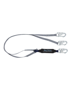 Falltech 82608 6' ViewPack Energy Absorbing Lanyard, Double-leg with Steel Snap Hooks