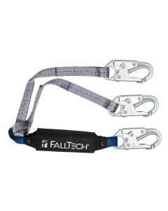Falltech 826083 3' ViewPack Energy Absorbing Lanyard, Double-leg with Steel Snap Hooks