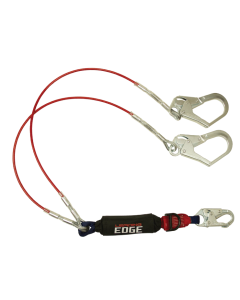 Falltech 8354LEY3D 6' Leading Edge Cable Energy Absorbing Lanyard, Double-leg with SRL D-ring