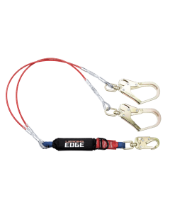 Falltech 8354LEYSS3D 6' Leading Edge Cable Energy Absorbing Lanyard, Double-leg with Swivel Connectors and SRL D-ring