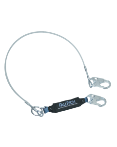 Falltech 8357 6' ViewPack Coated Cable Energy Absorbing Lanyard, Single-leg with Steel Snap Hooks