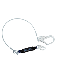 Falltech 83573 6' ViewPack Coated Cable Energy Absorbing Lanyard, Single-leg with Steel Connectors